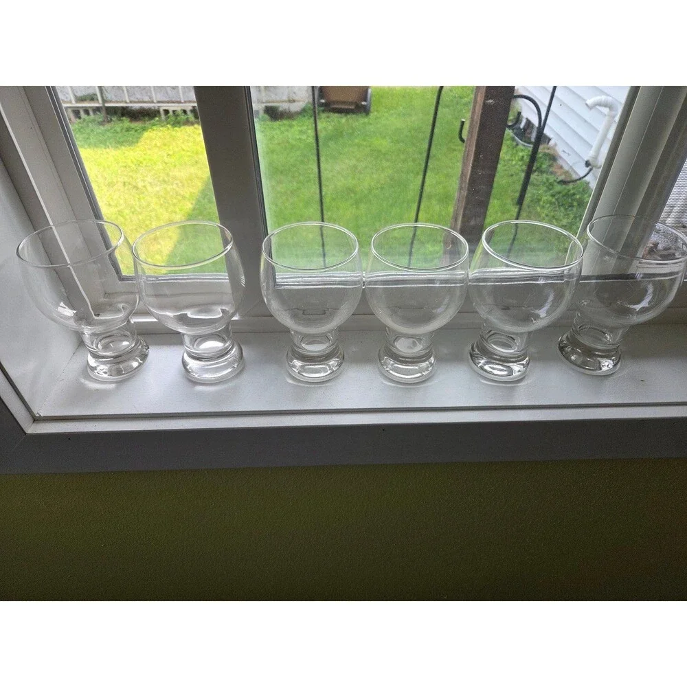 Set Of 6 Federal Glass 14 Oz Heavy Stackable Beer Cocktail Glasses MCM